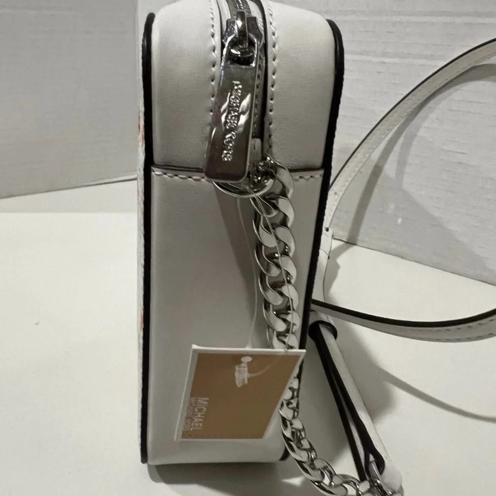 Michael Kors RARE Optic White W/Colorful Airplanes Crossbody